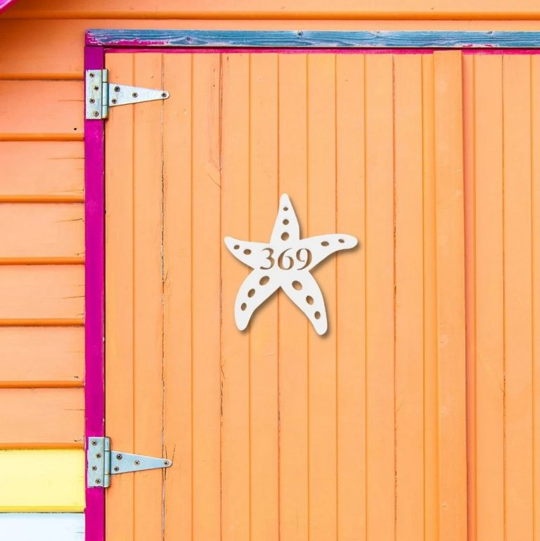 Starfish Metal Art Personalized House Number Metal Sign Custom Address Sign Home Outdoor Decor