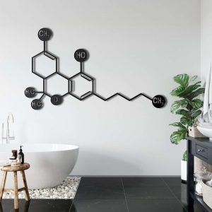 THC Molecule Metal Wall Art Laser Cut Metal Sign Biology Chemistry Art Decor for Room