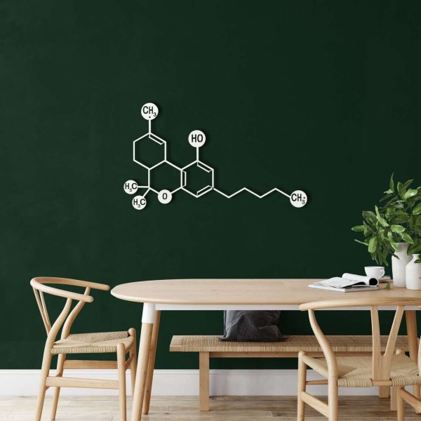 THC Molecule Metal Wall Art Laser Cut Metal Sign Biology Chemistry Art Decor for Room