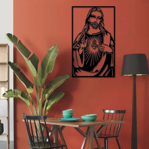 The Heart Of Jesus Metal Wall Decor God Sign Laser Cut Metal Signs Home Decoration