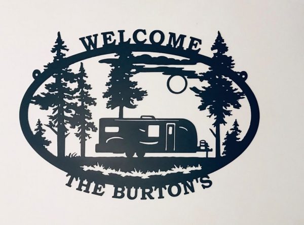 Travel Trailer Camper Sign Personalized Metal Name Signs Wild Camping Decor Home
