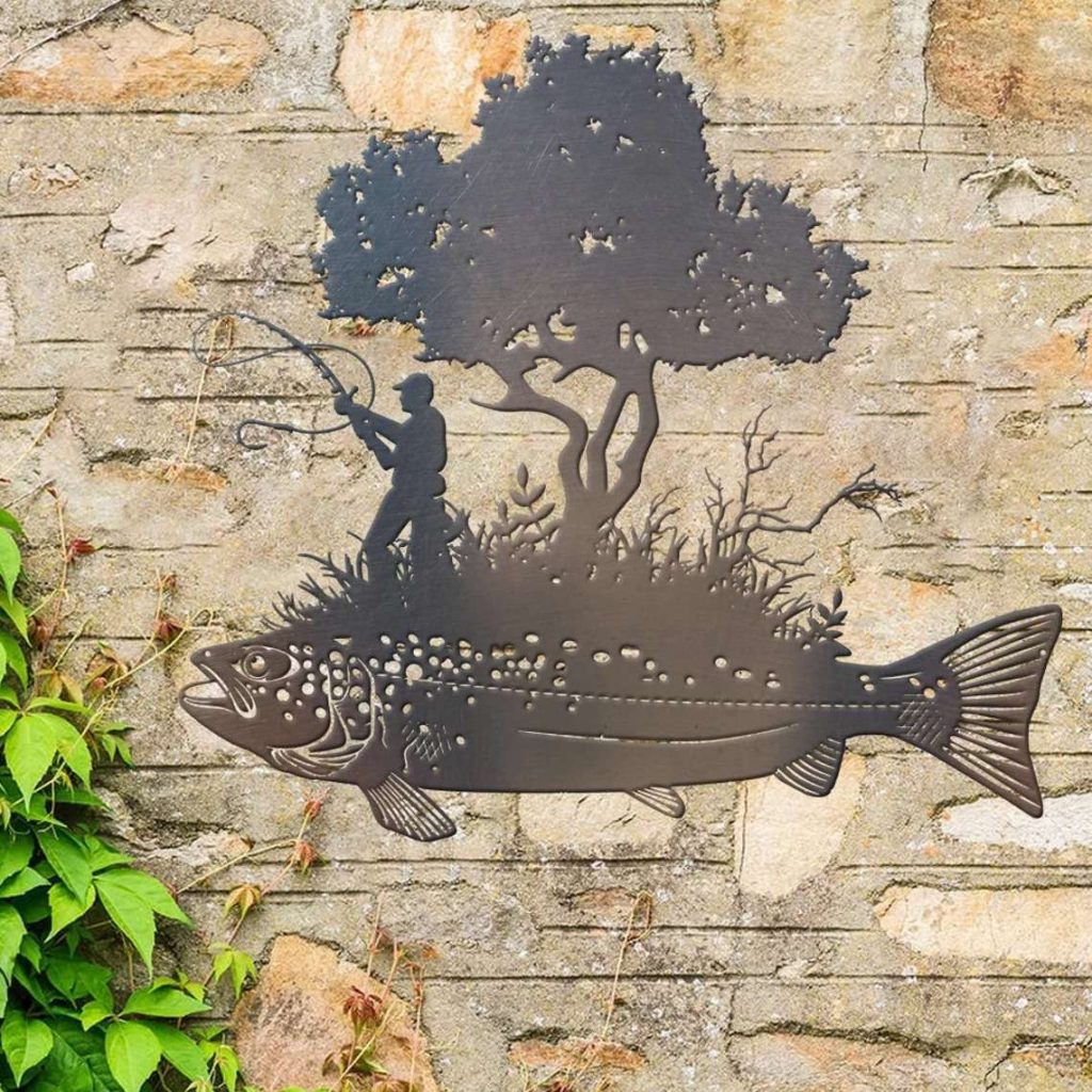 Trout Fishing Personalized Metal Signs Bass Fishing Metal Fish Wall Art