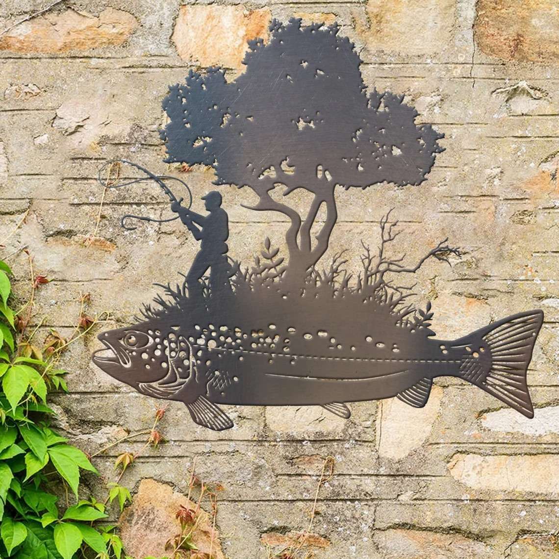 Trout Fishing Personalized Metal Signs Bass Fishing Metal Fish Wall Art -  Custom Laser Cut Metal Art & Signs, Gift & Home Decor