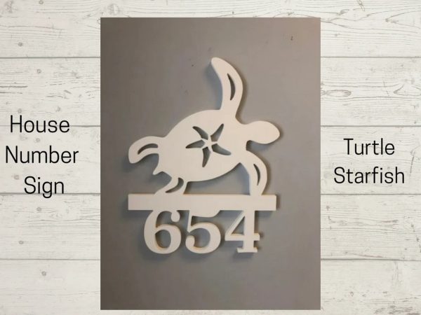 Turtle Starfish Art Personalized House Number Metal Sign Custom Address Sign Beach House Decor