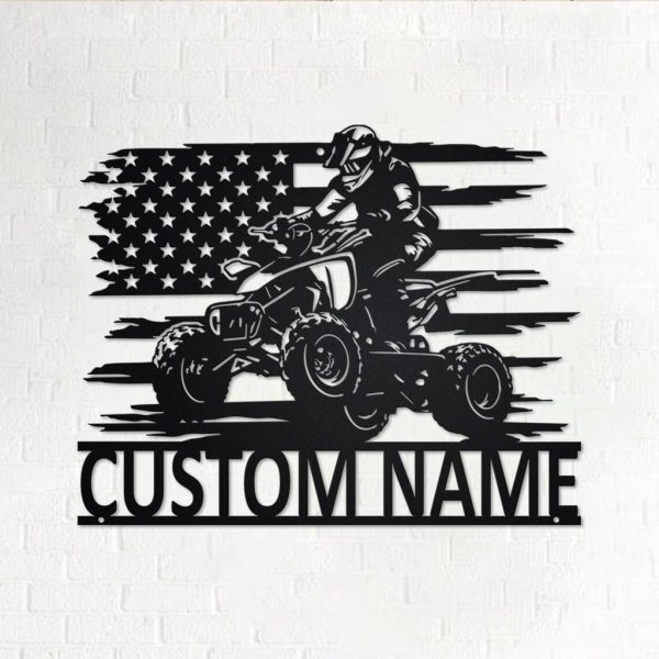 US ATB Rider Metal Art Personalized Metal Name Sign Quad Biker Gift Garage Decor