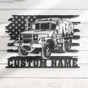 US Army Truck Metal Wall Art  Personalized Metal Signs Military Truck Driver Home Garage Decor
