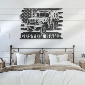 US Army Truck Metal Wall Art Personalized Metal Signs Military Truck Driver Home Garage Decor 2