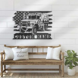 US Army Truck Metal Wall Art Personalized Metal Signs Military Truck Driver Home Garage Decor 3