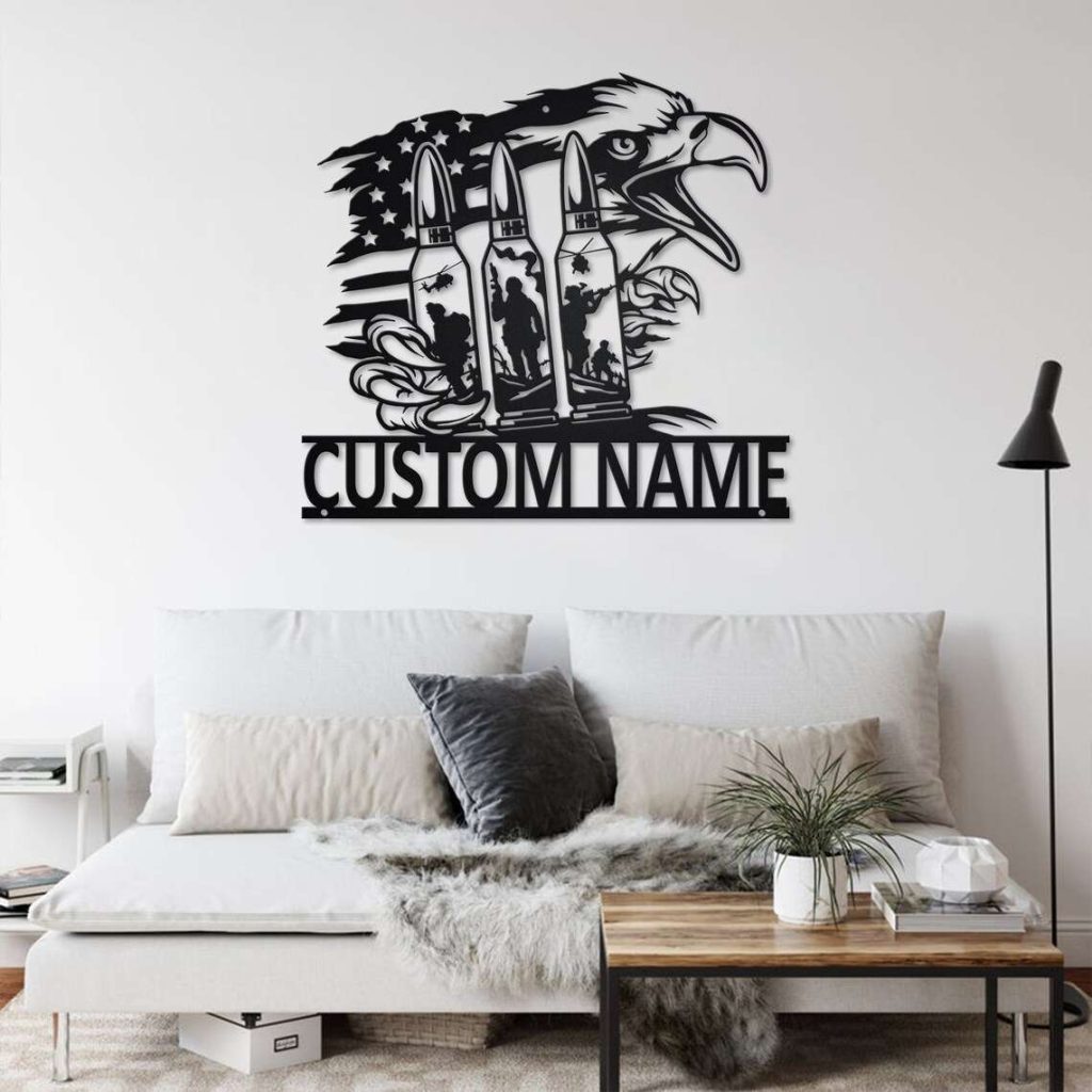 US Eagle Bullet Soldier Metal Wall Art Custom Laser Cut Metal Signs