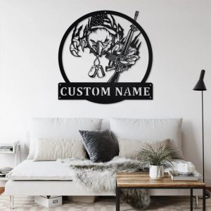 US Eagle Veteran Metal Wall Art Personalized Metal Name Signs Gift for Veteran Home Decor 3