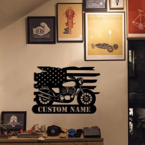 US Motorcycle Metal Art Harley Davidson Personalized Metal Name Signs Garage Decor Bike Lover Gift 1