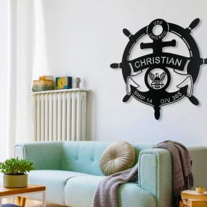 US Navy Anchor Metal Art Personalized Metal Name Sign Gift for Veteran Home Decor 2