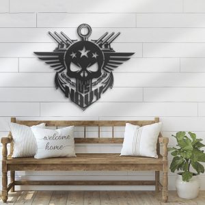 US Navy Skull Metal Art Achor Navy Metal Sign Gift for Veteran Home Decor 3