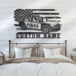 US Police Car Driver Metal Wall Art Custom Laser Cut Metal Signs American Policer Name Sign Home Decor Police Department 3 1