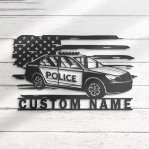 US Police Car Driver Metal Wall Art Custom Laser Cut Metal Signs American Policer Name Sign Home Decor Police Department