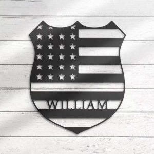 US Police Officer Personalized Metal Signs American Policer Name Sign Home Decor Thin Blue Line Decoration Blue Live Matter 3