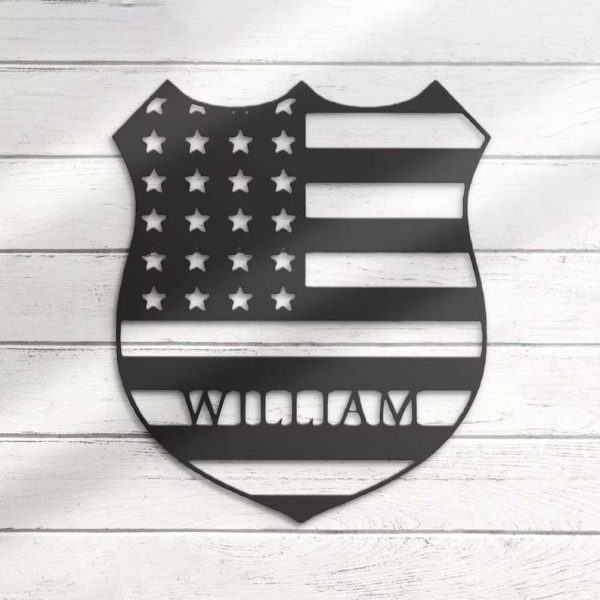 US Police Officer  Personalized Metal Signs American Policer Name Sign Home Decor Thin Blue Line Decoration Blue Lives Matter