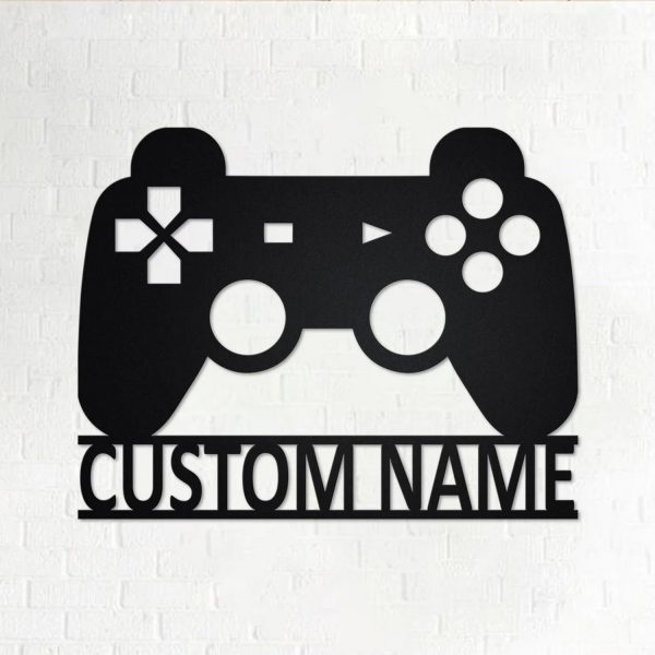 Video Game Control Metal Wall Art Custom Gamer Name Sign Gaming Room Decoration