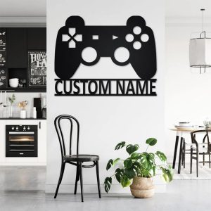 Video Game Control Metal Wall Art Custom Gamer Name Sign Gaming Room Decoration