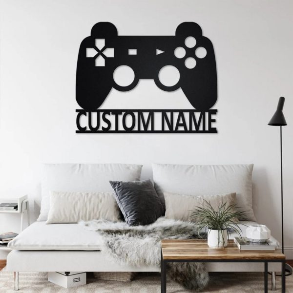 Video Game Control Metal Wall Art Custom Gamer Name Sign Gaming Room Decoration