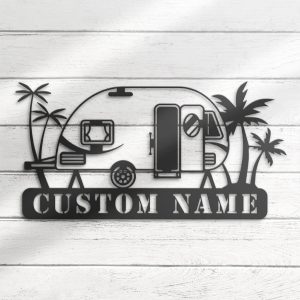 Vintage Trailer Metal Wall Art Personalized Metal Name Sign Camping Car Sign Home Decor