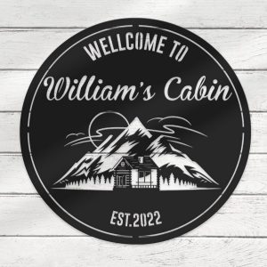Welcome To Cabin Life Metal Wall Art Personalized Metal Name Signs Mountain Forest Camping Sign Decor Funny Camping Signs