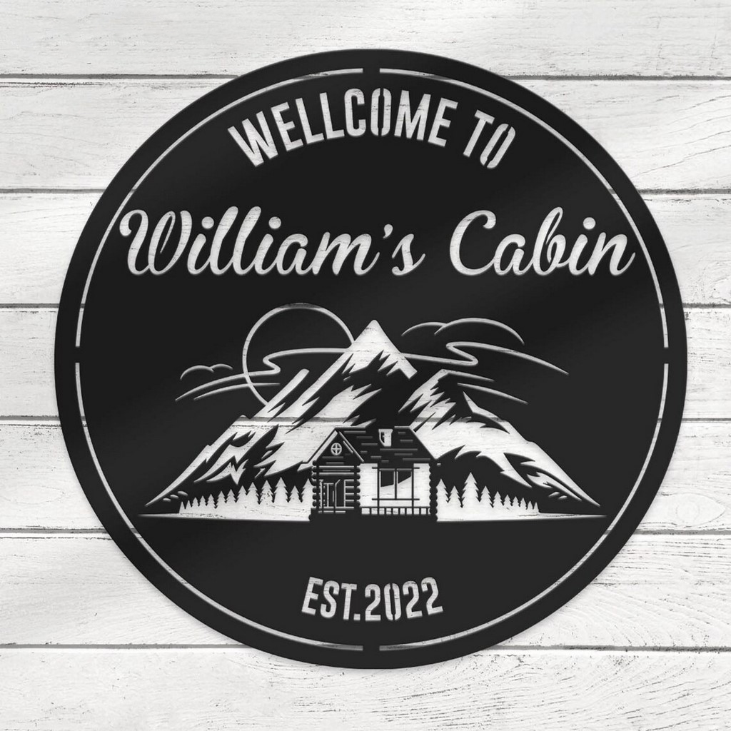Welcome To Cabin Life Metal Wall Art Personalized Metal Name Signs Mountain Forest Camping Sign Decor Funny Camping Decor