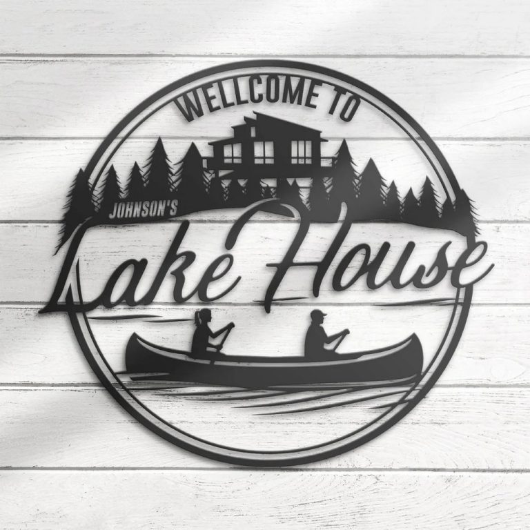 To Lake House Metal Wall Art Personalized Metal Name Sign Cabin