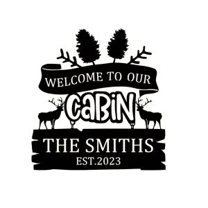 Welcome To Our Cabin Sign Personalized Metal Name Signs Deer Hunting Cabin Decor Outdoor Home Decoration