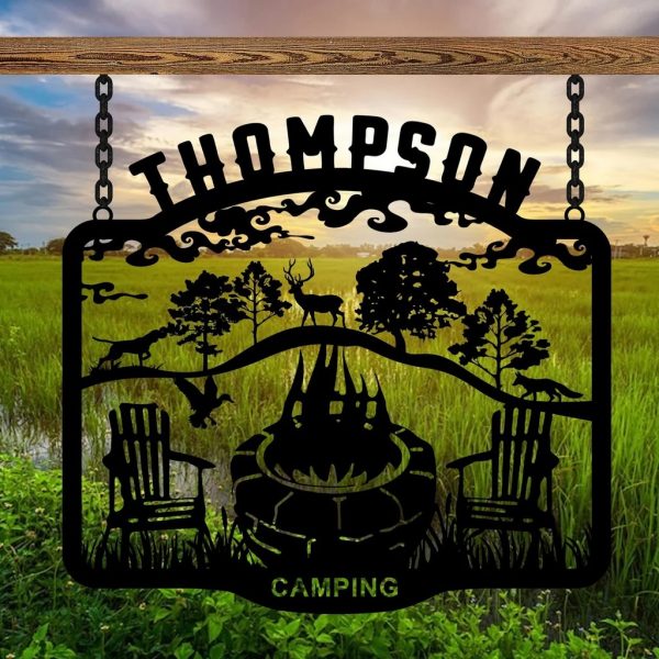 Wild Animals Camping Sign Fire Pit Sign Personalized Metal Name Signs Campsite Decorating Ideas