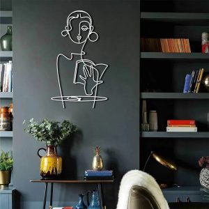 Woman Reading Book Metal Minimalist Wall Art Library Decor Gift for Book Lover 4