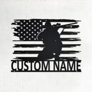 US Soldier Veteran Metal Wall Art Personalized Soldier Name Sign Decor Home