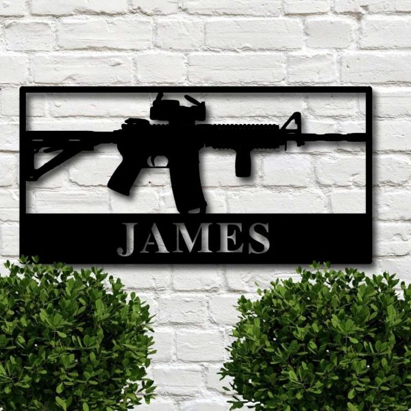 AR15 Metal Wall Art, Custom Metal Art, Man Cave Decor Fathers’ Day Gift Gun Room Sign