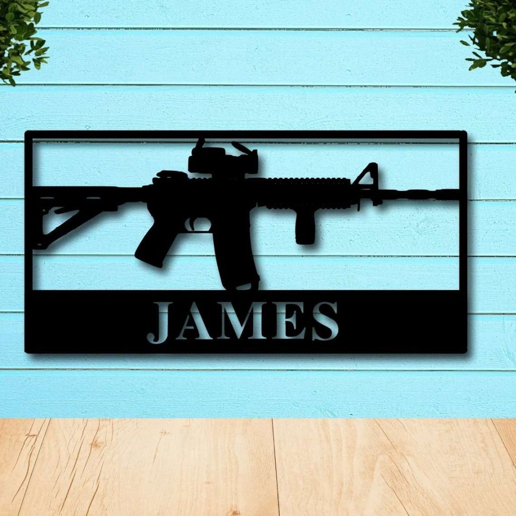 AR15 Metal Wall Art, Custom Metal Art, Man Cave Decor Fathers' Day Gift ...