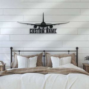 Airplane Metal Wall Art Personalized Pilot Name Sign Home Decor Aircraft Hangar Decoration Airforce