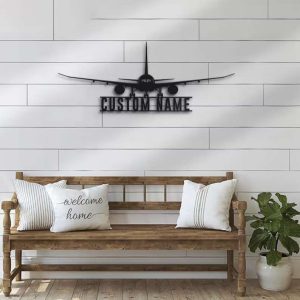 Airplane Metal Wall Art Personalized Pilot Name Sign Home Decor Aircraft Hangar Decoration Airforce 3