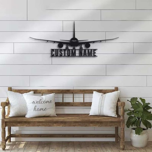 Airplane Metal Wall Art Personalized Pilot Name Sign Home Decor Aircraft Hangar Decoration Airforce