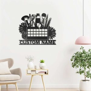 Artist Makeup Tool Metal Sign Personalized Beauty Salon Name Sign Make Up Studio Deco Home Decor Gifts