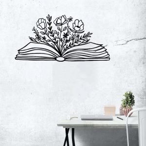 Book with Flowers Metal Wall Art Book Lover Gift Library Wall Decor 3