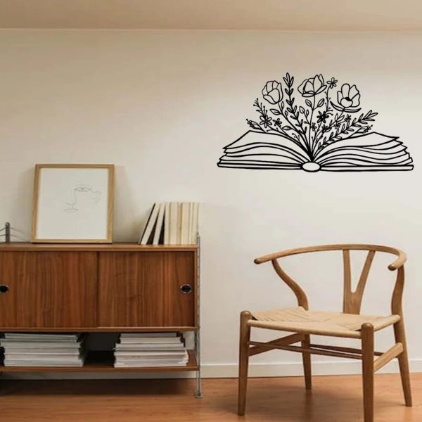 Book with Flowers Metal Wall Art Book Lover Gift Library Wall Decor
