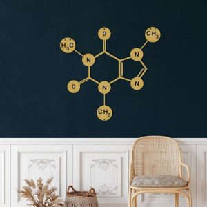 Caffeine Molecule Metal Wall Art Laser Cut Metal Sign Biology Chemistry Art Decor for Room 3
