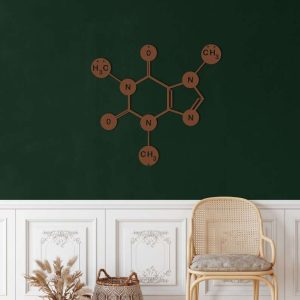 Caffeine Molecule Metal Wall Art Laser Cut Metal Sign Biology Chemistry Art Decor for Room 5