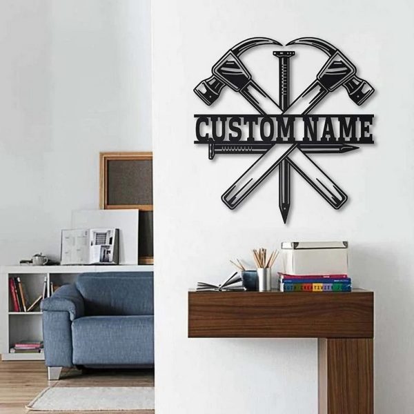 Carpenter Metal Art Personalized Metal Name Signs Workshop Carpenter Sign Decor