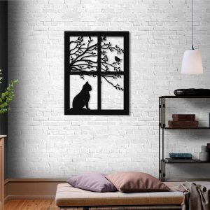 Cat Sit On Widow Metal Wall Decor Metal Wall Art For Living Room Home Decor Housewarming Gift Gift for Mom Gift for Cat Lover 1