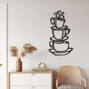 Coffee Cups Metal Wall Art Wall Decor Home Laser Cut Metal Signs Kitchen Decoration Coffee Shop Decor