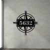 Compass Metal Address Sign Personalized Nautical Plaque Street Sign House Warming Gift 1