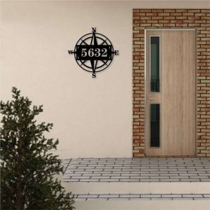 Compass Metal Address Sign Personalized Nautical Plaque Street Sign House Warming Gift 5