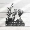 Couple Heron Bird Metal Names Sign Gift for Couple Lake House Decor Gift for Heron Lover 2