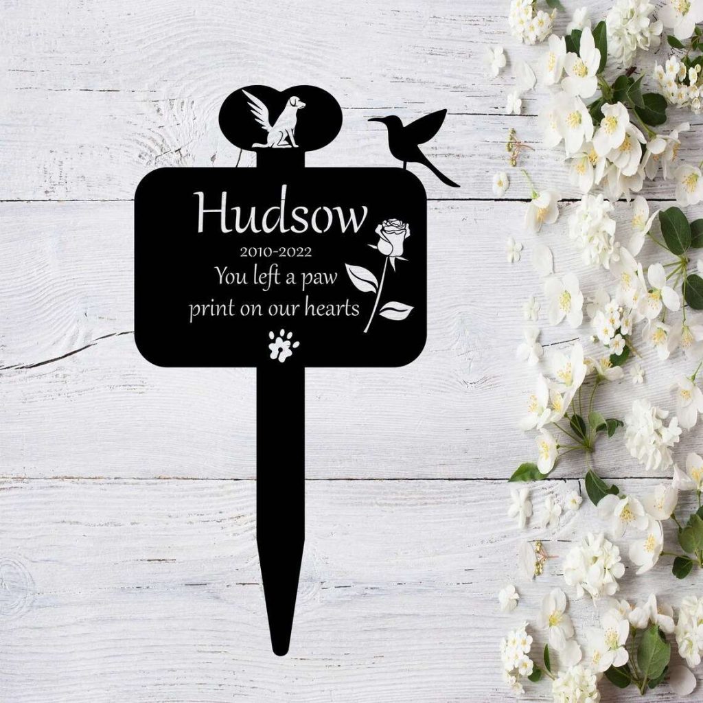 Custom Dog Memorial Stake with Hummingbird and Flower Memorial Garden ...