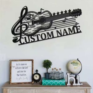 Custom Guitar Musical Metal Wall Art Gift for Guitar Player Recording Studio Decor 2